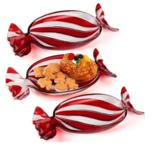 Macys Peppermint Shaped Candy Snack Serving Dish Christmas New Year Party Gift - Picture 5 of 8